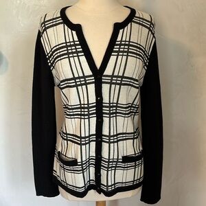 NWTSJones New York Black & Ivory Button up cardigan/sweater w/sparkle Size Large